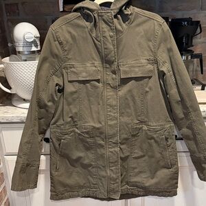 Prana Olive Green Canvas Hooded Jacket
